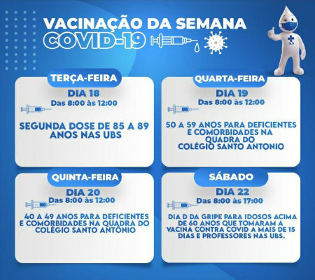 Saúde de Valença divulga calendário de vacinação contra a covid-19 e gripe