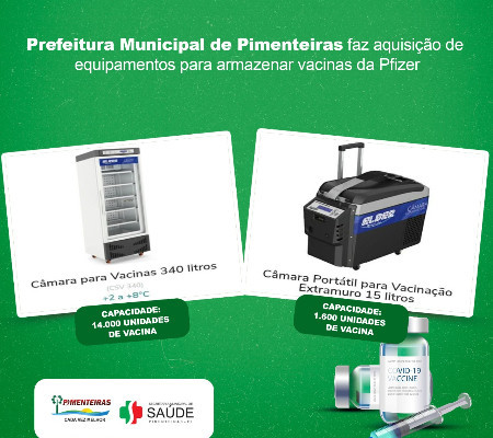 Covid:Prefeitura de Pimenteiras adquire equipamentos para armazenar vacinas