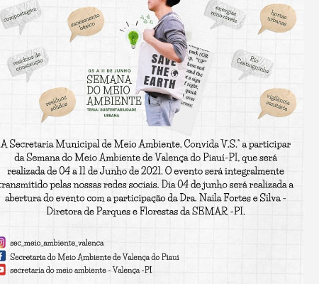 Prefeitura de Valença divulga programação da Semana do Meio Ambiente