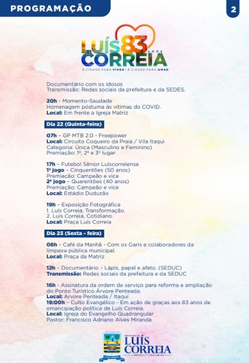 Programação comemorativa aos 83 anos de Luís Correia inicia neste sábado 17 - Imagem 3