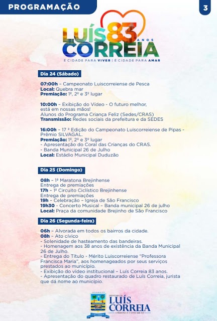 Programação comemorativa aos 83 anos de Luís Correia inicia neste sábado 17 - Imagem 4