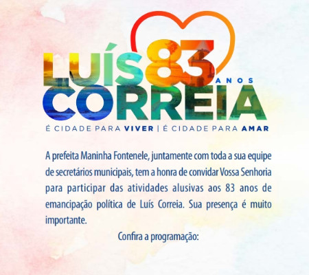 Programação comemorativa aos 83 anos de Luís Correia inicia neste sábado 17