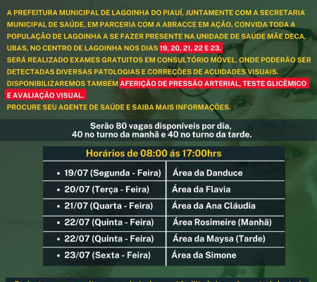 P. M. L. e ABRACCE está realizando atendimentos para a população 