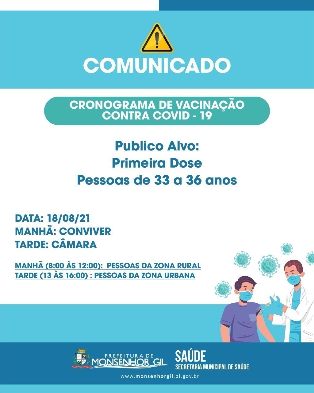 Prefeito João Luiz continua sua missão de vacinar os monsenhorgilenses