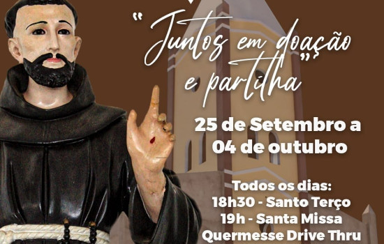 Festejo de São Francisco de Assis começa dia 25 de setembro