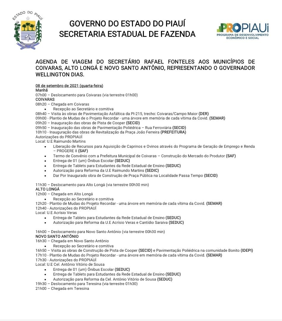 Pro Piauí em Coivaras: inauguração de obras e anunciará mais investimentos - Imagem 3