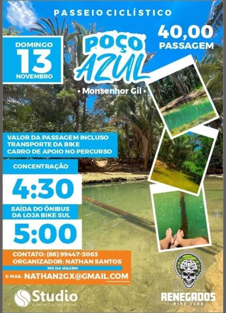 Passeio ciclístico reúne turistas em Monsenhor Gil com parada no Poço Azul - Imagem 1