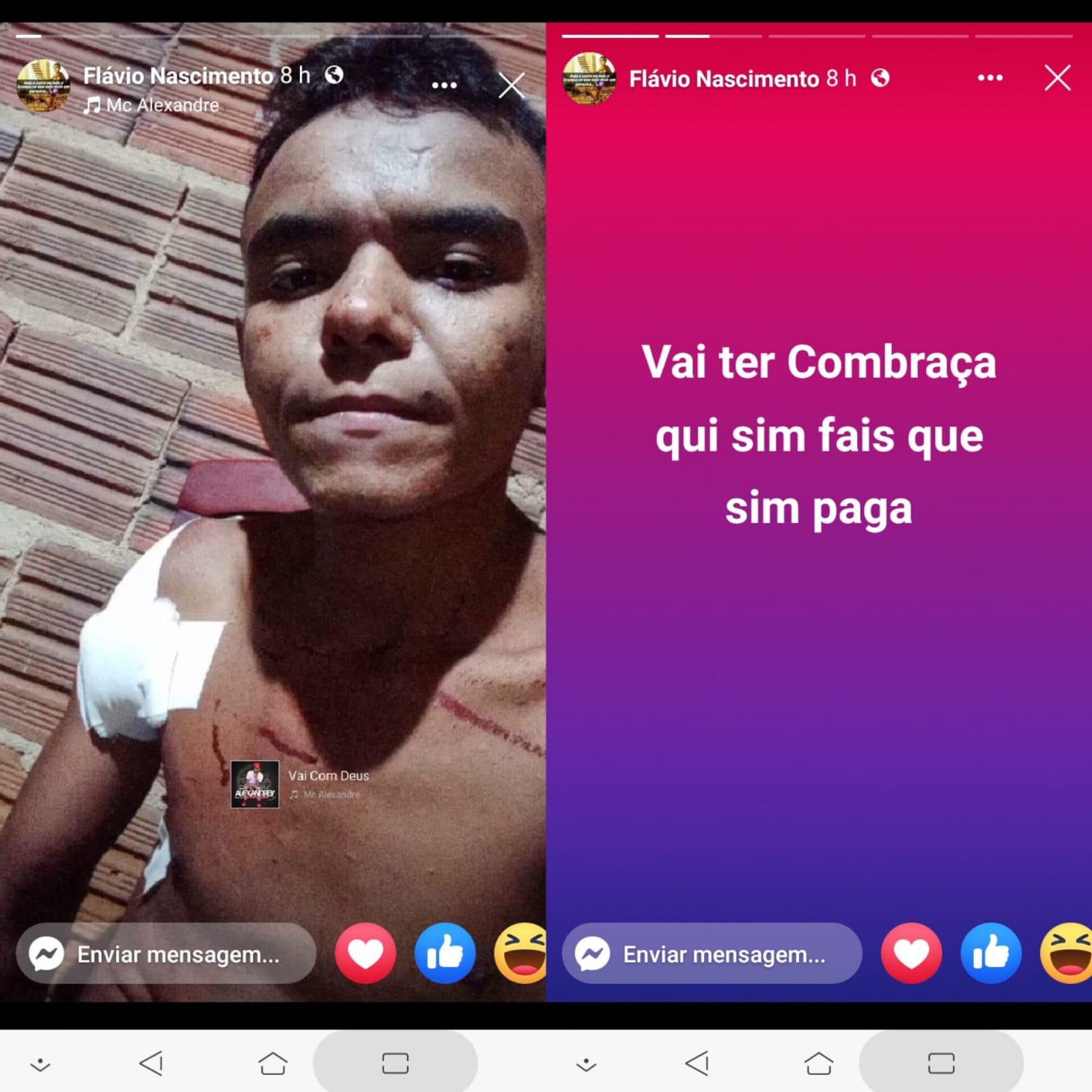 Jovem faz ameaças em rede social após tentativa de homicídio no Piauí (Foto: Reprodução/ Facebook)