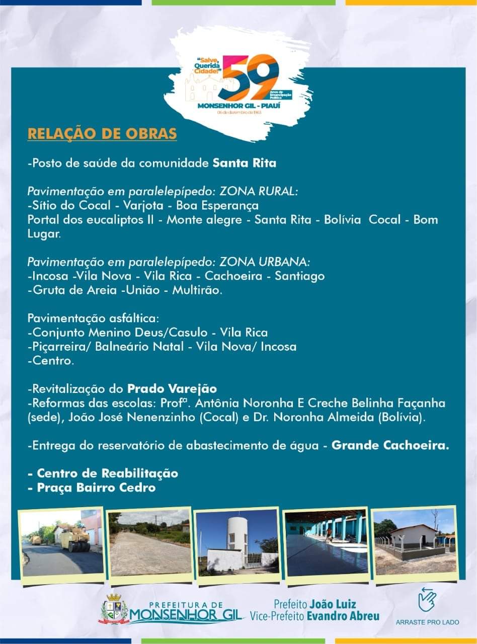 Prefeito João Luiz convida para aniversário de 59 anos de Monsenhor Gil  - Imagem 4