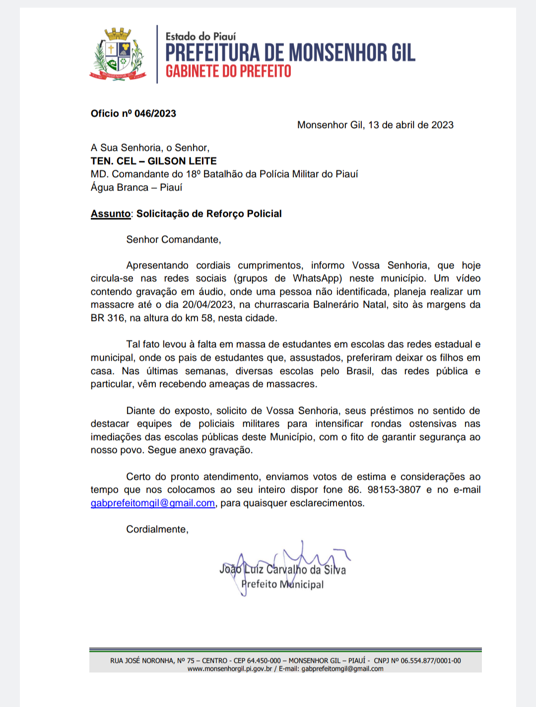 Segurança nas escolas é prioridade número um em Monsenhor Gil  - Imagem 3