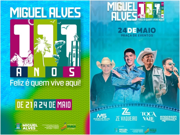 Aniversário de Miguel Alves terá atrações nacionais em praça pública