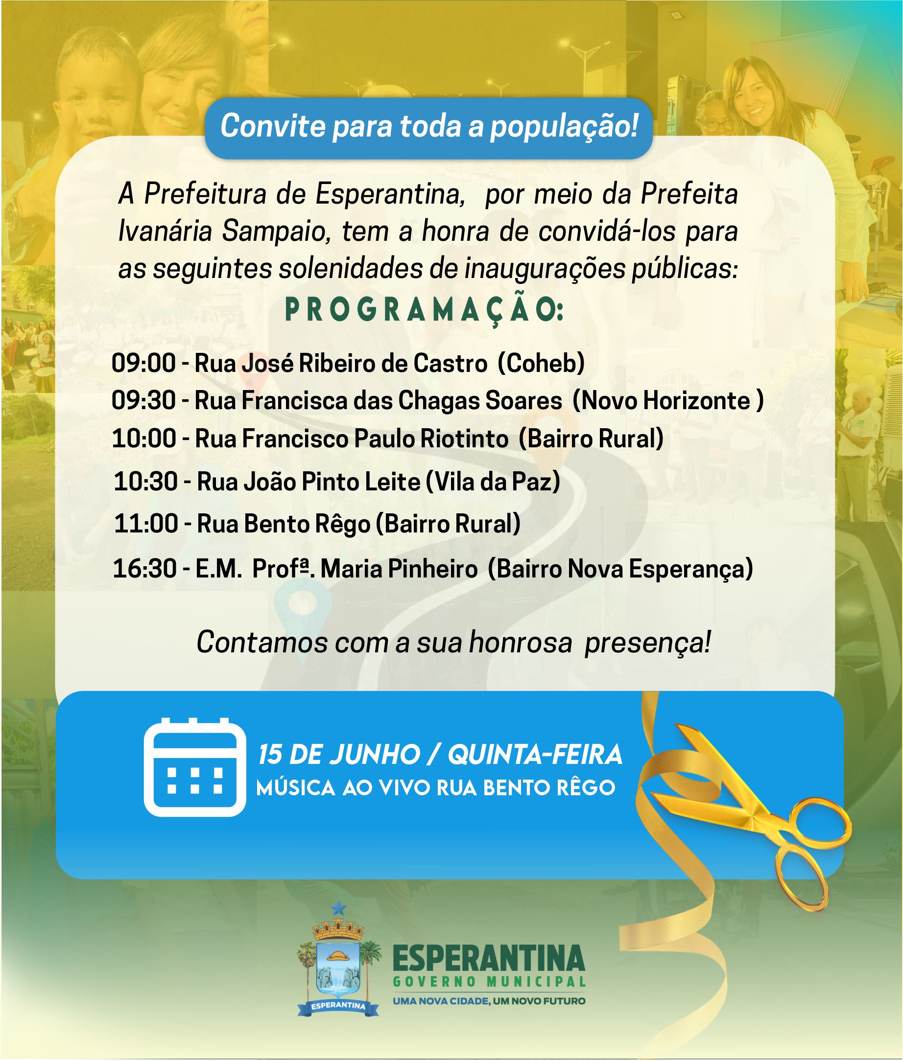 Prefeitura divulga programação para inaugurações no município. - Imagem 1