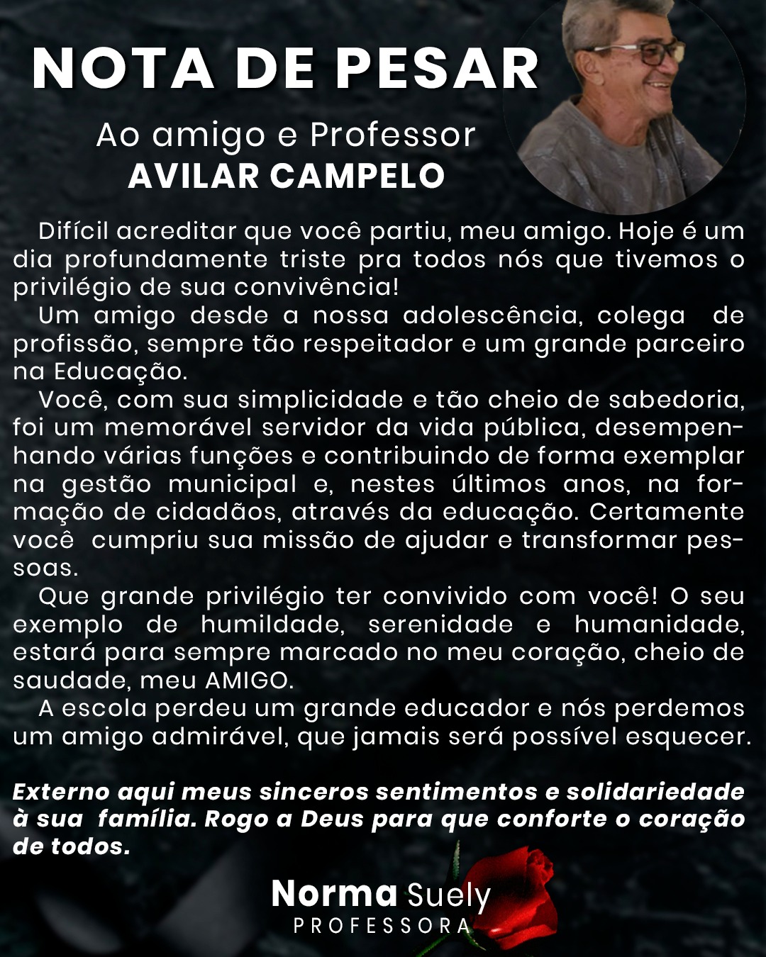 Monsenhor Gil se despede do professor da Rede Municipal , Avilar Carvalho  - Imagem 5