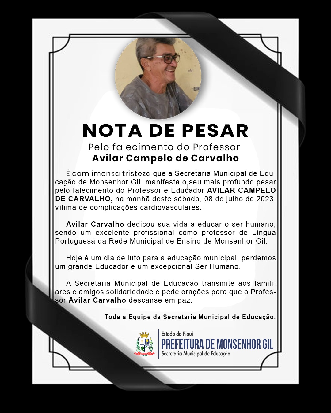 Monsenhor Gil se despede do professor da Rede Municipal , Avilar Carvalho  - Imagem 4