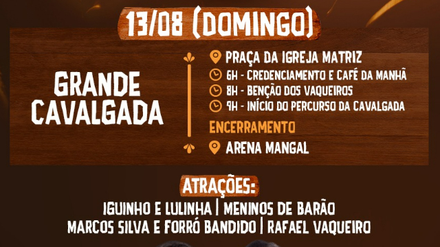 Festejos de Água Branca: Grande cavalgada acontecem no próximo domingo (13)