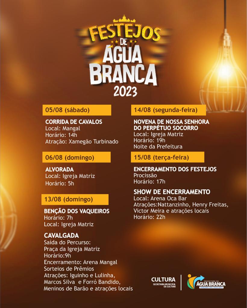 Festejos de Água Branca iniciam neste dia 5 com vasta programação cultural - Imagem 1