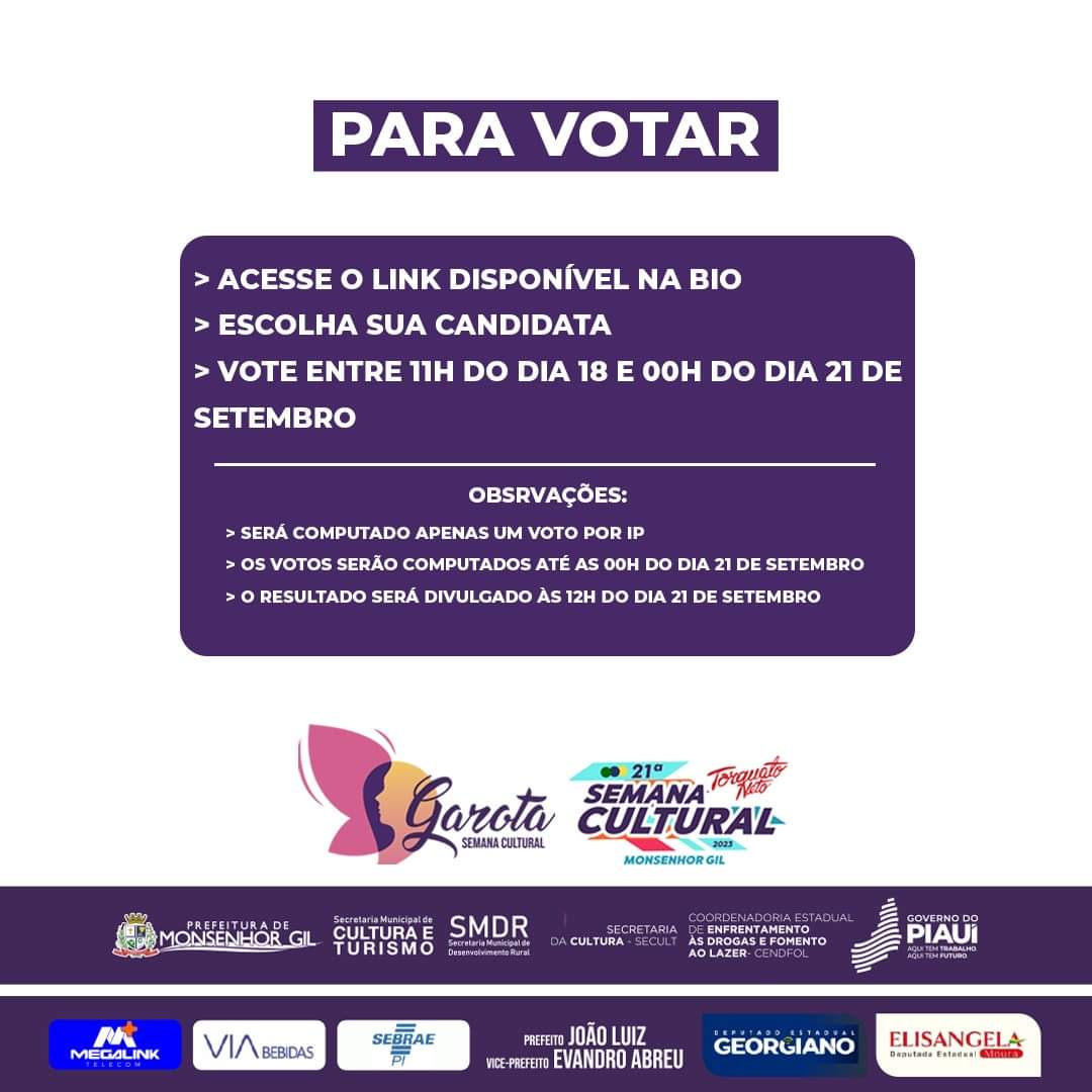 Monsenhor Gil escolhe Garota Semana Cultural 2023 de forma virtual - Imagem 2