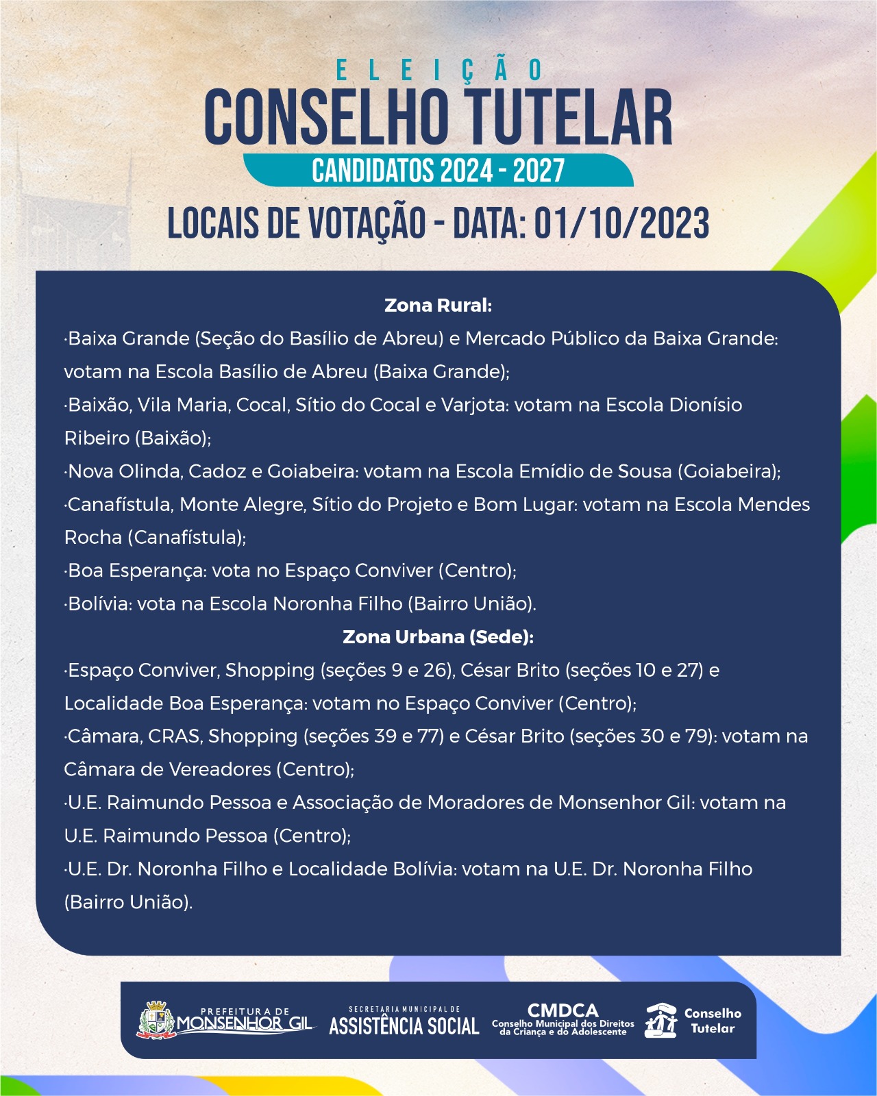 07 candidatos disputam Conselho Tutelar  Monsenhor Gil amanhã  (1/10) - Imagem 3