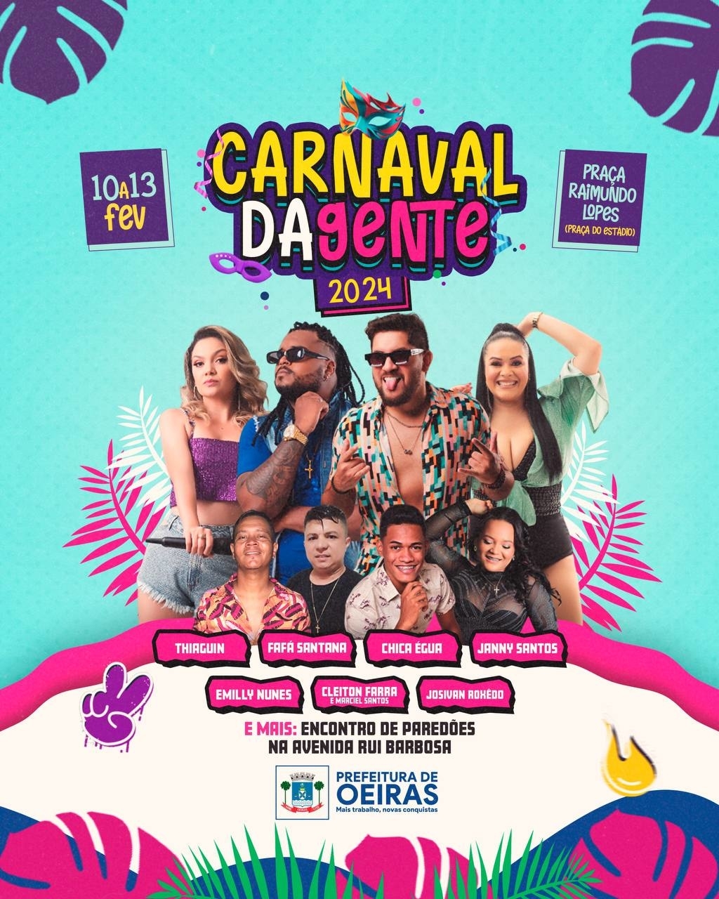 Prefeitura de Oeiras divulga atrações do Carnaval da Gente 2024