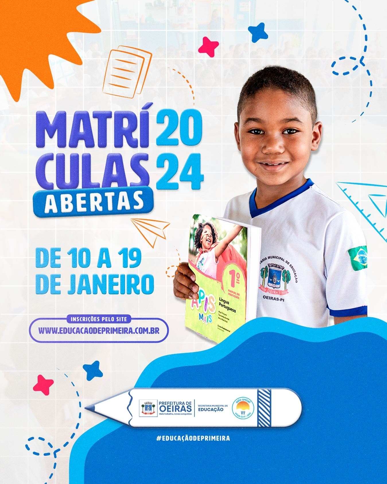 Educação Municipal abre matrículas para o ano letivo 2024 em Oeiras