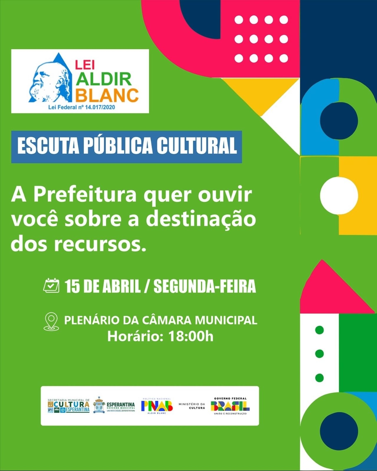 Prefeitura realizará Escuta Pública da Lei Aldir Blanc II.