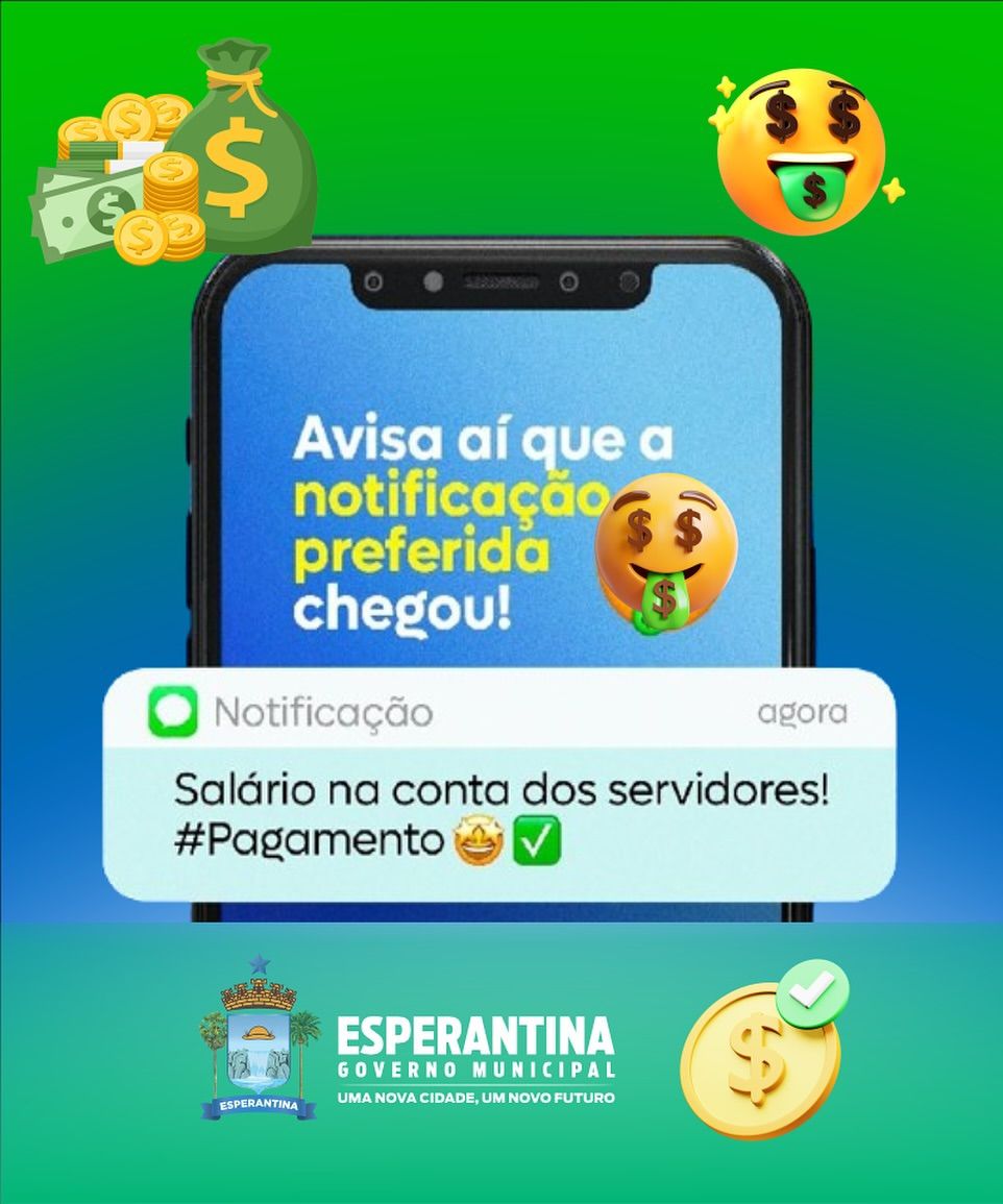 Prefeitura anuncia pagamento dos servidores referente ao mês de maio.