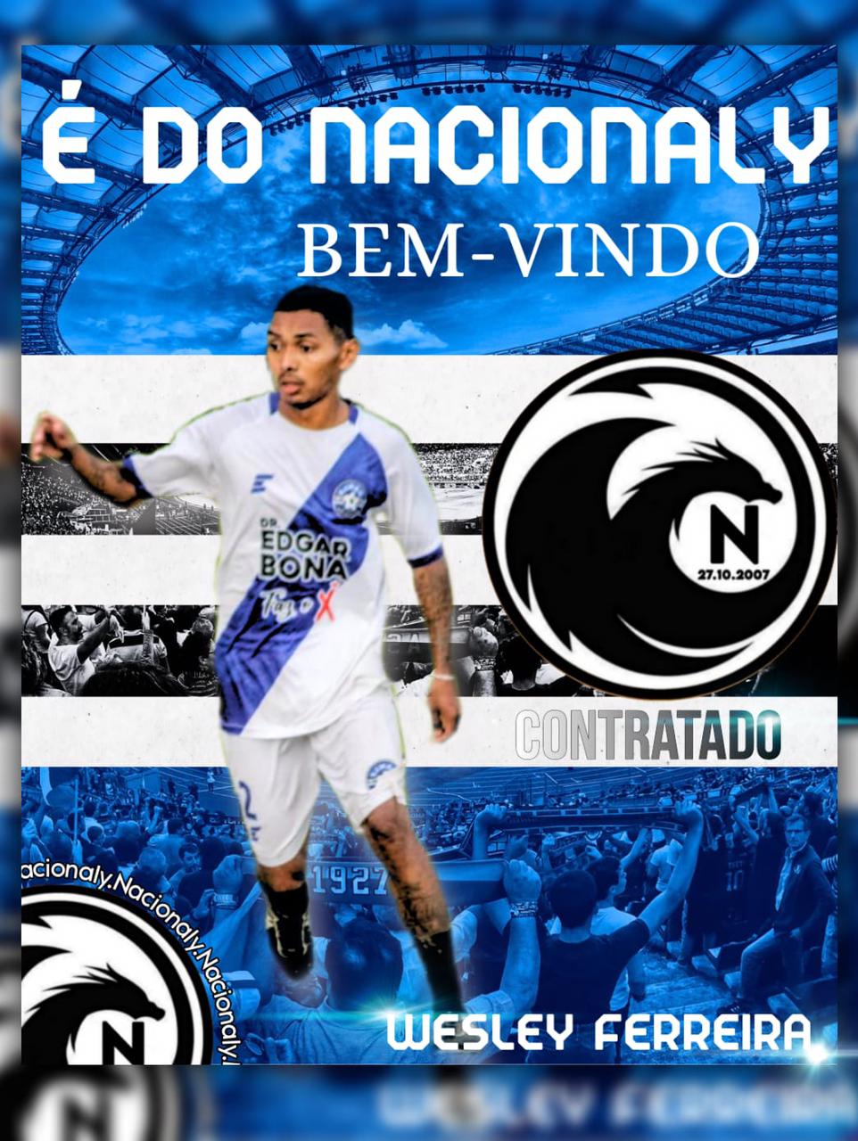 Craque Wesley Ferreira é o novo integrante do plantel do Nacionaly