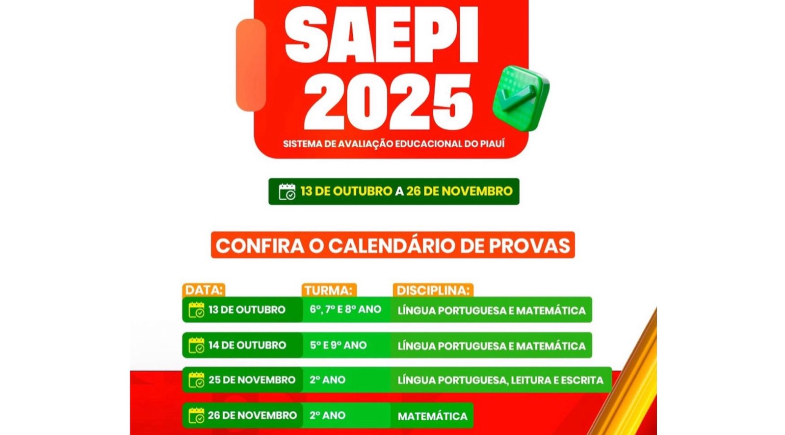 Prefeitura de Guaribas divulga calendário de provas SAEPI 2025