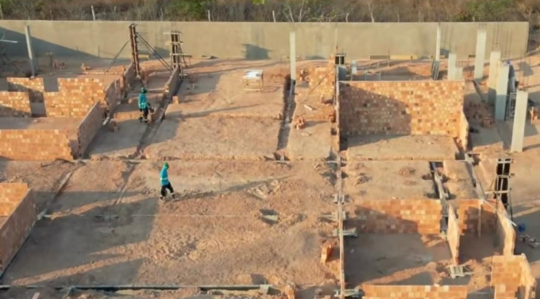 Obra de construção da Nova Creche no município de Manoel Emídio segue a todo vapor