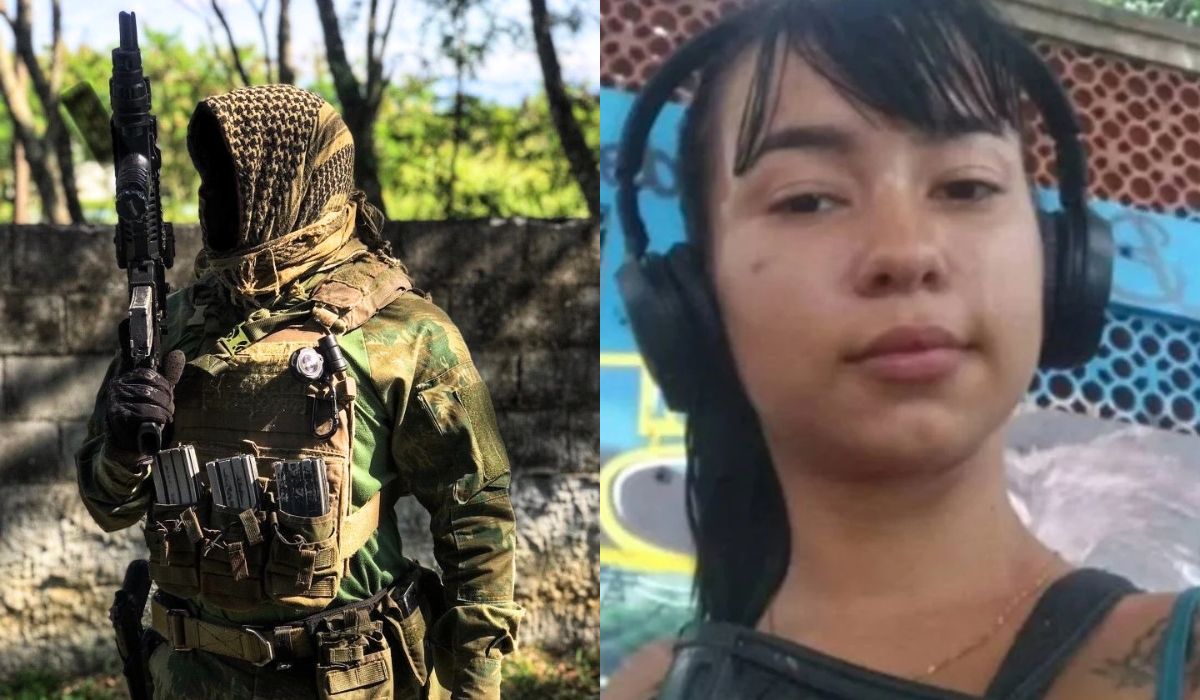 Japinha do CV vestindo roupas táticas e segurando fuzil