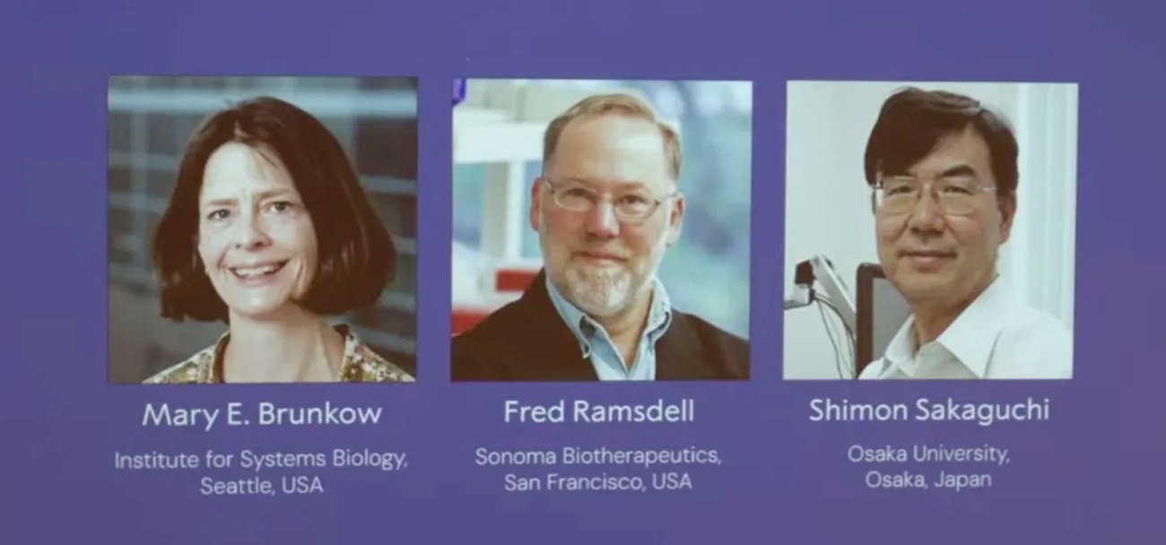 Mary E Brunkow, Fred Ramsdell e Shimon Sakaguchi são anunnciados como vencedores do Prêmio Nobel de Medicina de 2025 em Estocolmo - 06/10/2025 • TT News Agency/Claudio Bresciani via Reuters