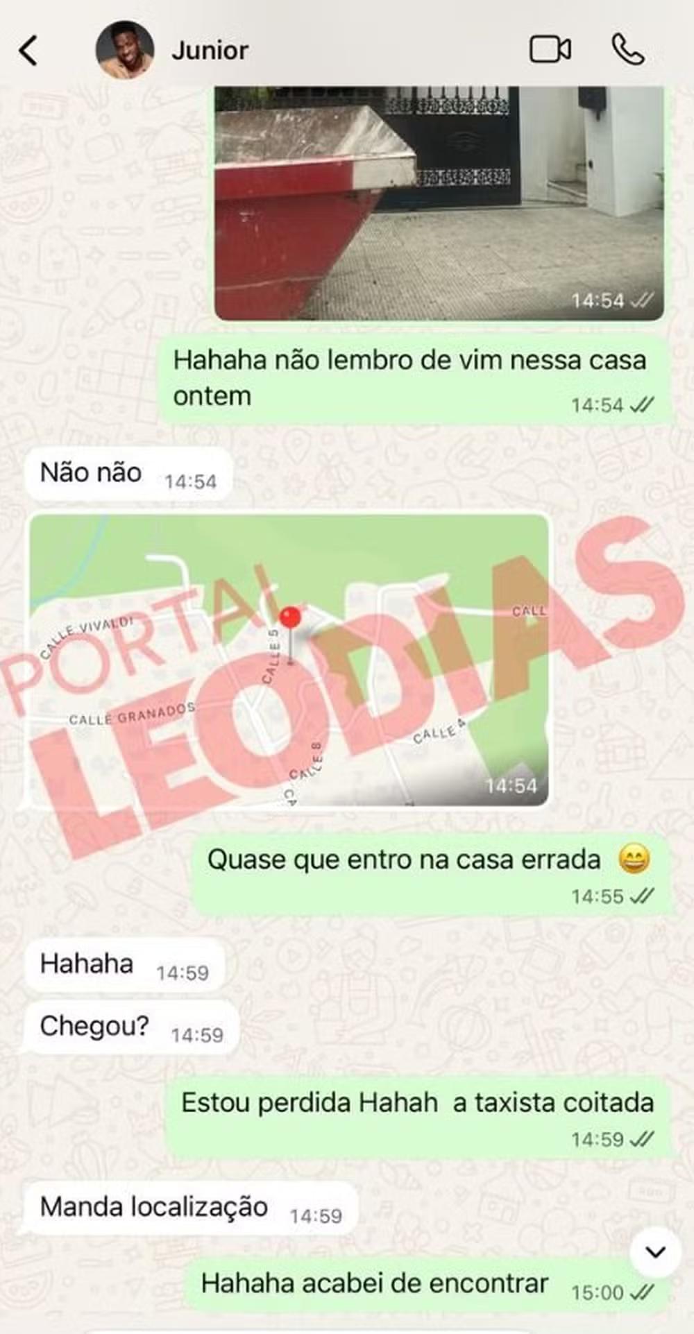 Troca de mensagens entre Vini Jr, e Day Magalhães Foto: Reprodução/Instagram