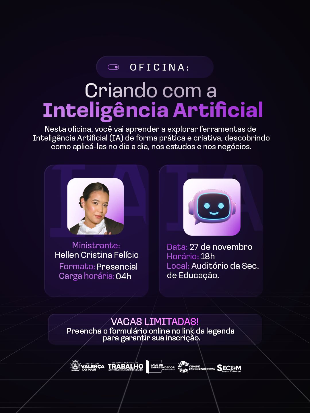 Prefeitura de Valença realiza oficina “Criando com a Inteligência Artificial” no dia 27 de novembro - Imagem 1