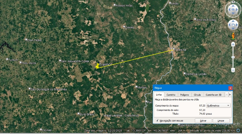 Abalo no Maranhão foi sentido a 97 km de Teresina | Reprodução/Professor Rafael