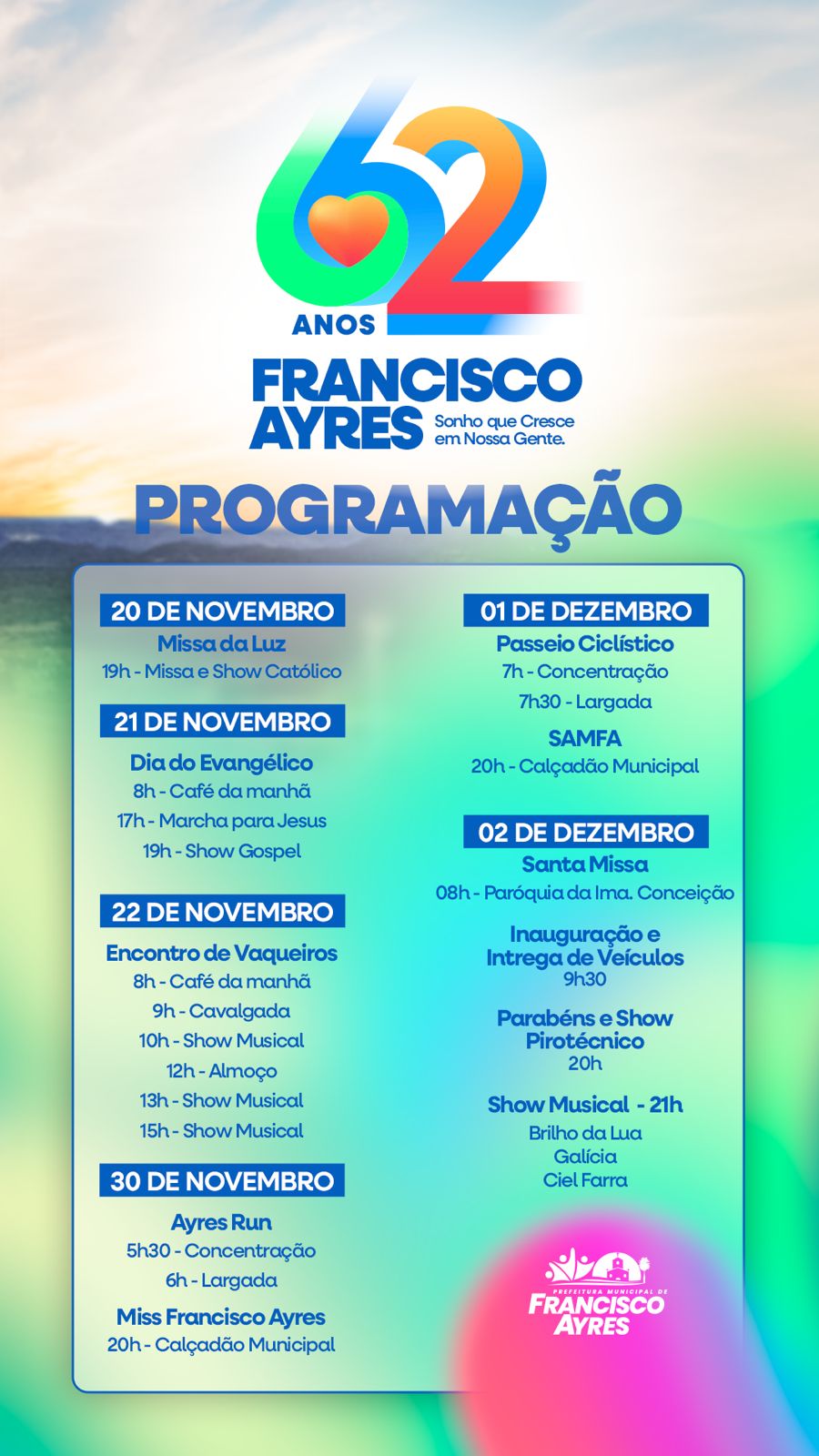 Prefeitura de Francisco Ayres lança programação oficial e anuncia grande festa para os 62 anos de emancipação - Imagem 1