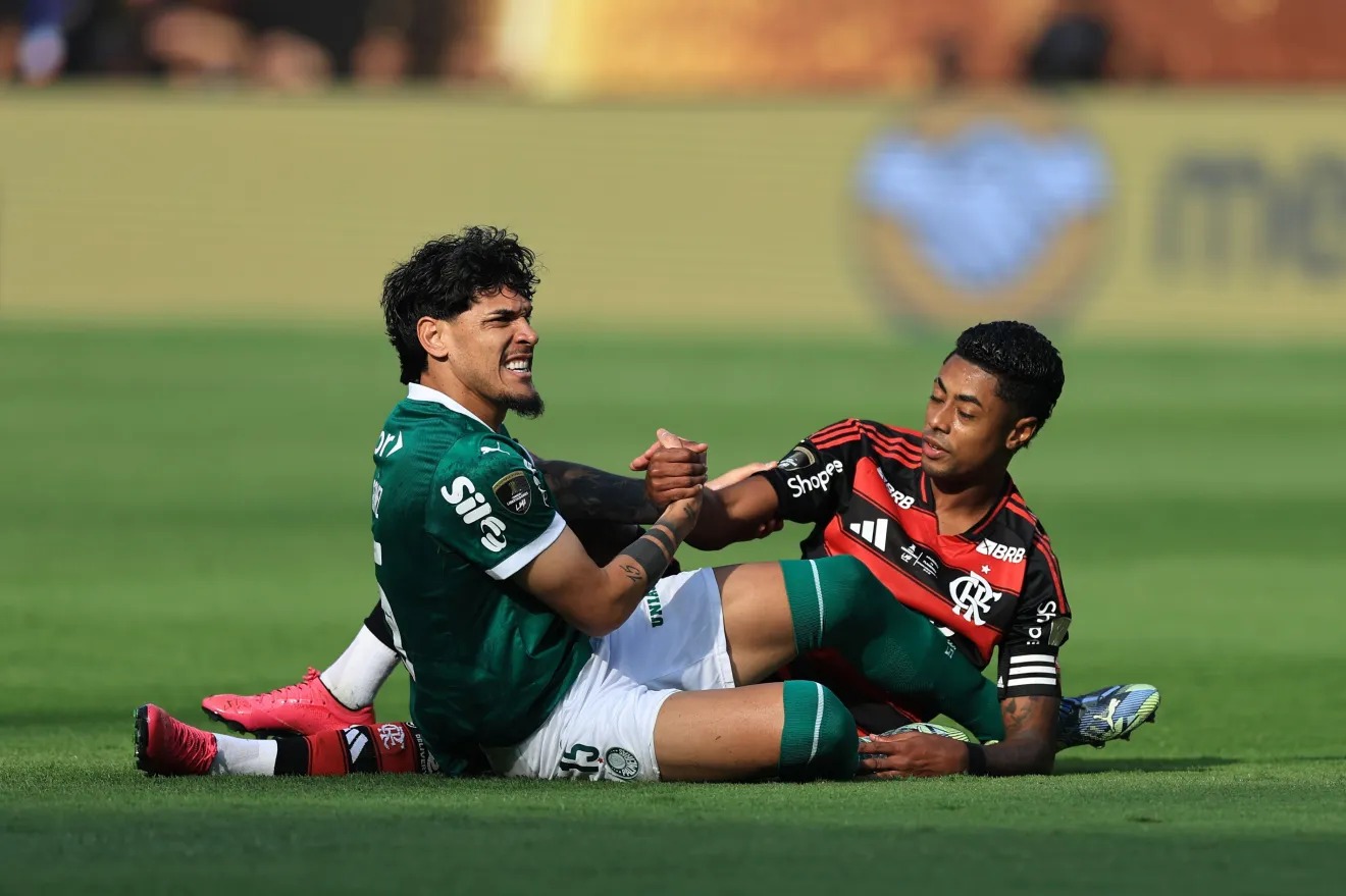 Gustavo Gomez e Bruno Henrique durante a partida - Foto: Buda Mendes/Getty Images 