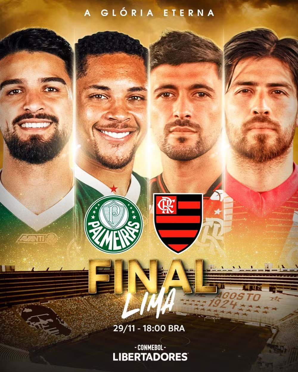 Final da Libertadores entre Palmeiras e Flamengo será às 18h — Foto: Divulgação 