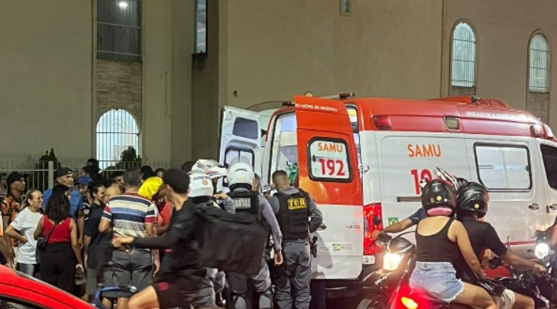 SAMU e equipes policiais após ataque a tiros em frente a Igreja no MA | Reprodução