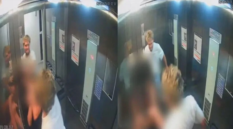 Turista americano agride namorada em elevador no Rio | Reprodução