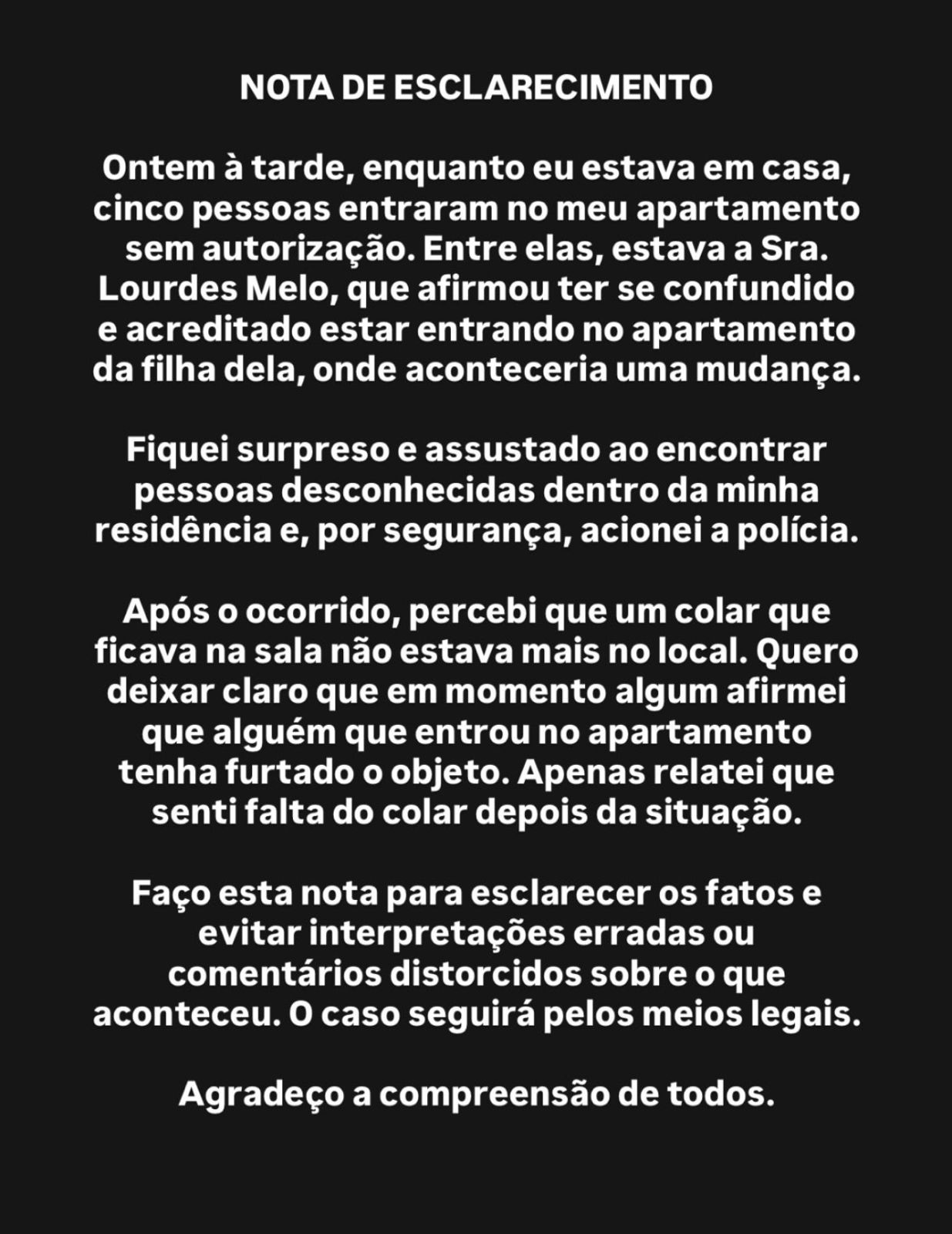 Homem que acusou ex-candidata Lourdes Melo de furto se pronuncia pela 1ª vez - Imagem 1