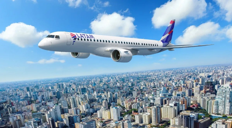 Embraer E195-E2 passará a integrar a frota do grupo LATAM por meio de um pedido de até 74 aeronaves | Divulgação/Latam