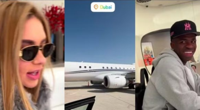 Virginia acompanha Vini Jr. em viagem para Dubai após jogo do Real Madrid