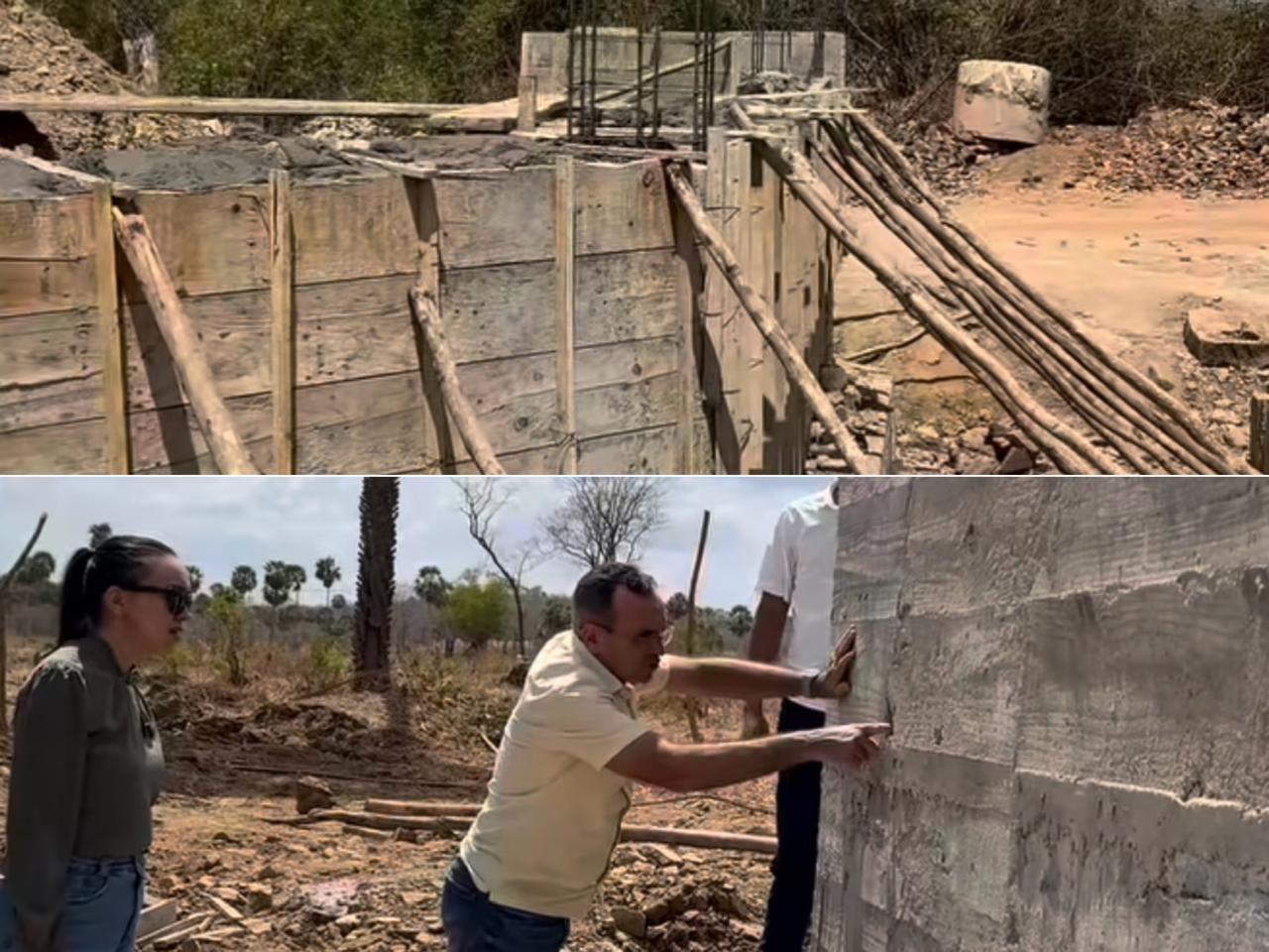 Obra de construção da Ponte na comunidade Olho d’água dos Balduinos - Foto: Prefeitura de Caraúbas do Piauí
