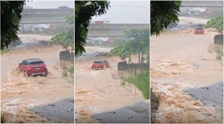 Enchente arrasta carro e mata bebê e casal durante ciclone em Santa Catarina | Reprodução