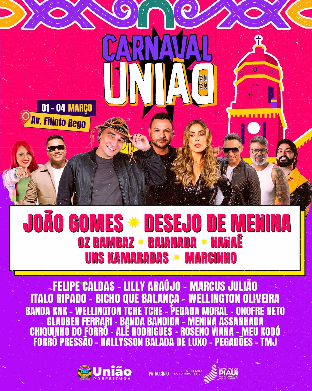 João Gomes, Oz Bambaz, Desejo de Menina são atrações confirmadas no Carnaval de União
