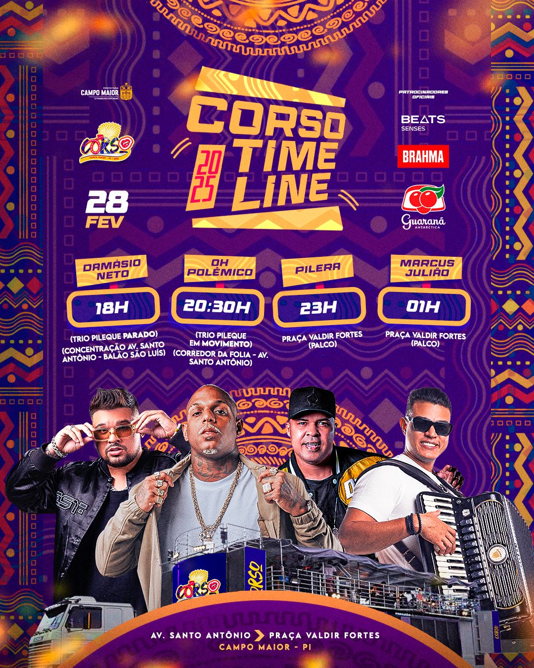 Prefeitura de Campo Maior divulga ordem das atrações do Corso 2025