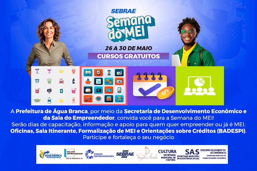 Prefeitura de Água Branca promove cursos gratuitos na Semana do MEI