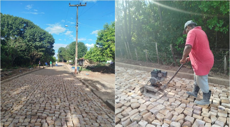 Obra de calçamento avança na localidade Jacaré da Vermelha, zona rural de Esperantina