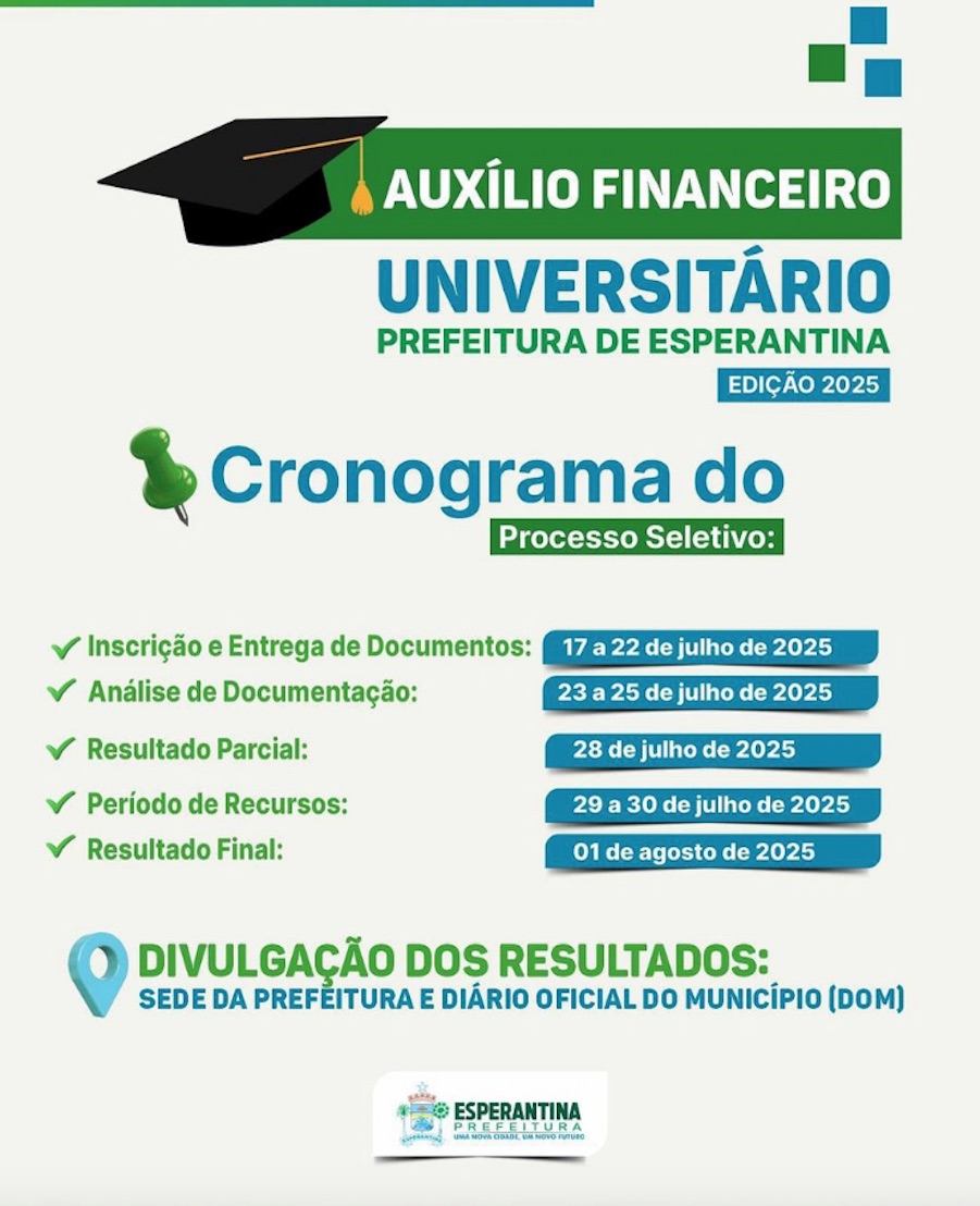 Prefeitura de Esperantina regulamenta auxílio para estudantes universitários em 2025 - Imagem 1