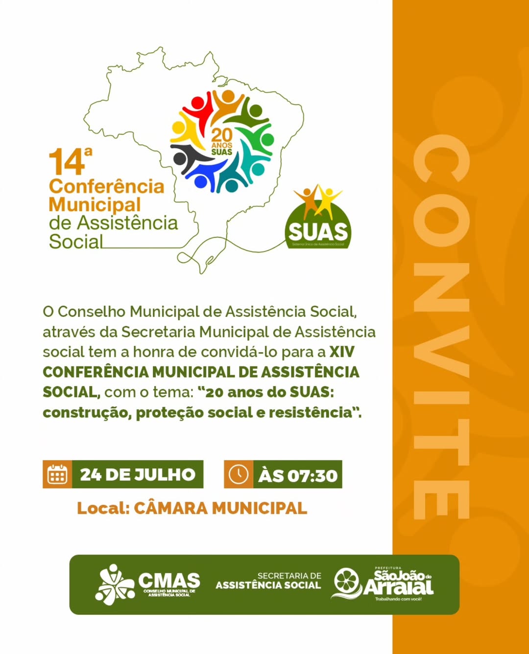 14ª Conferência municipal de Assistência Social será realizada em São João do Arraial - Imagem 1